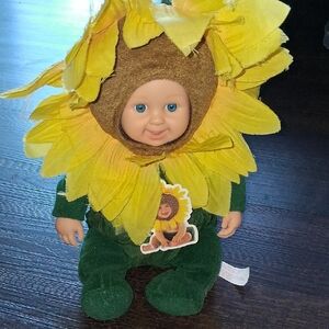 Vintage Rare Anne Geddes 1997 Vinyl Sunflower Baby Doll